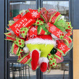 Christmas Grinch Wreath Door Hanging Decoration