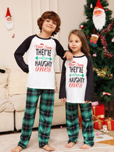 Christmas Parent-Child Classic Plaid Alphabet Cartoon Pajamas