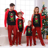 Christmas Grinch Red Plaid Alphabet Print Pajama Set