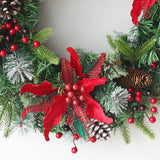 Christmas Red Fruit PE Leaf Decorative Wreath Natural Pinecone Vine Ring Decoration (23.6 inches)