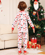 Christmas Parent-Child Pajamas with Monogrammed Cartoon Deer Prints