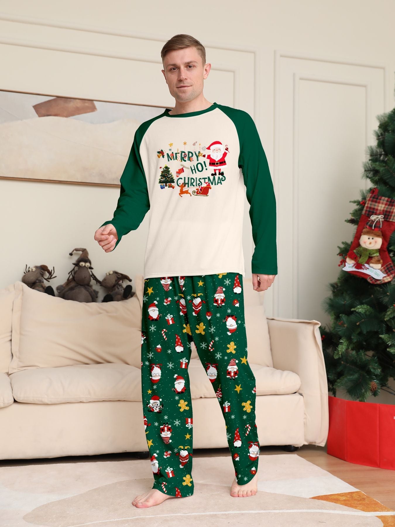 Christmas Parent-Child Cartoon Printed Cozy Holiday Vibe Set