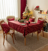 Christmas Red Jacquard Tassel Tablecloth