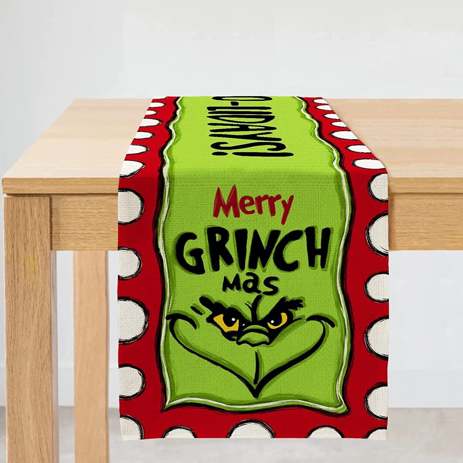 Christmas Grinch Table Runner Tablecloth