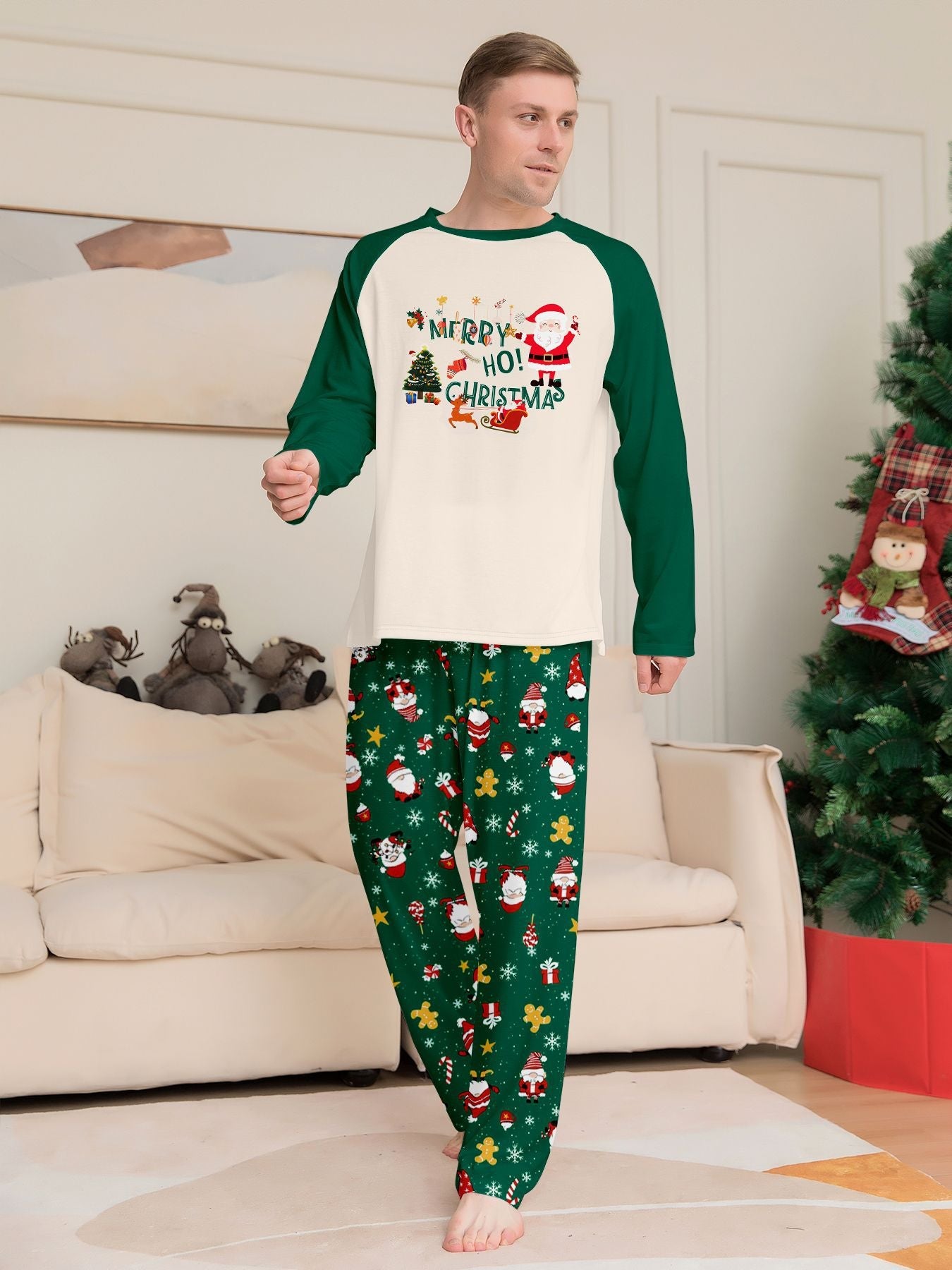 Christmas Parent-Child Cartoon Printed Cozy Holiday Vibe Set