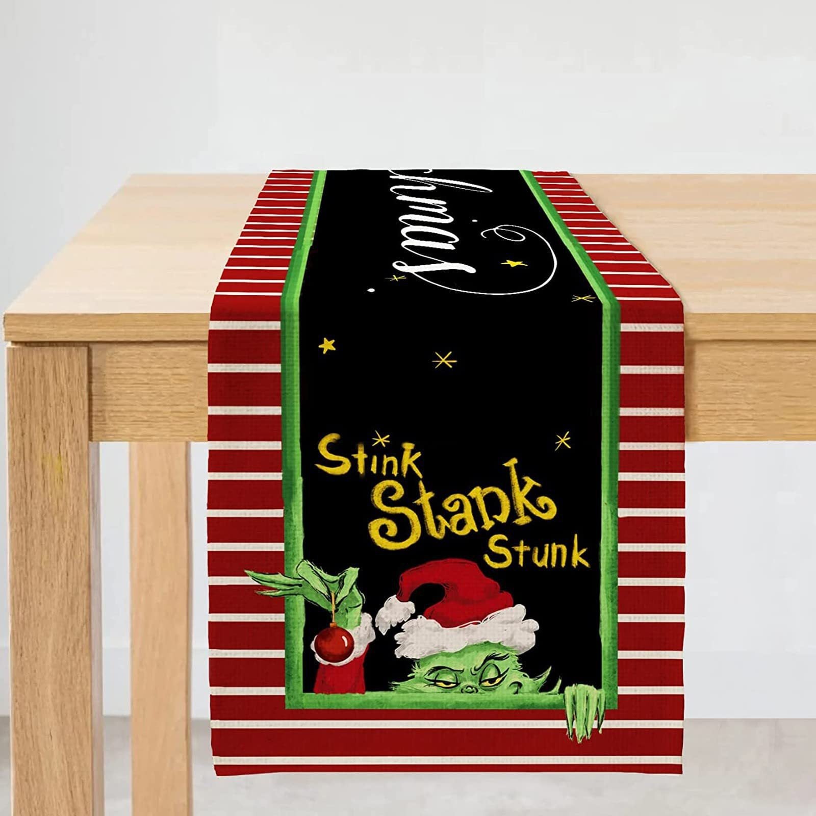 Christmas Grinch Table Runner Tablecloth