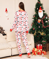 Christmas Parent-Child Pajamas with Monogrammed Cartoon Deer Prints