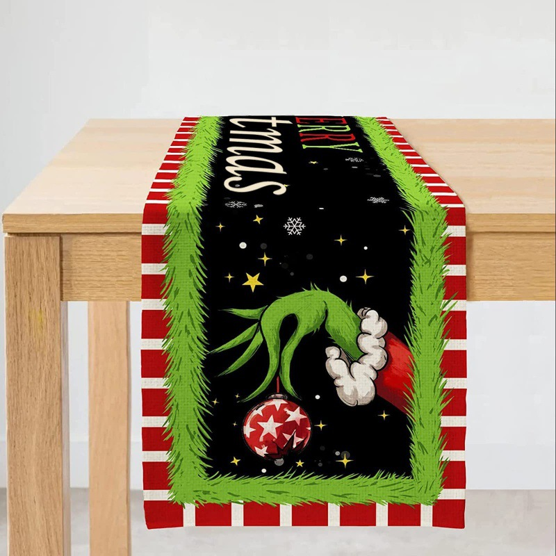 Christmas Grinch Table Runner Tablecloth