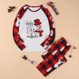 Christmas Red Plaid Pajama Set Snowman Letter Pattern