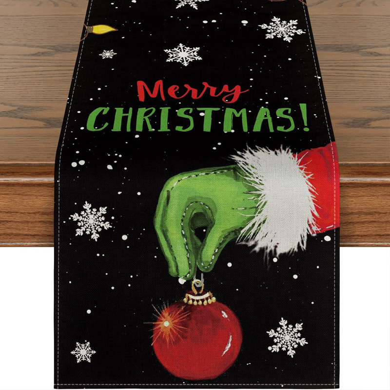 Christmas Grinch Table Runner Tablecloth