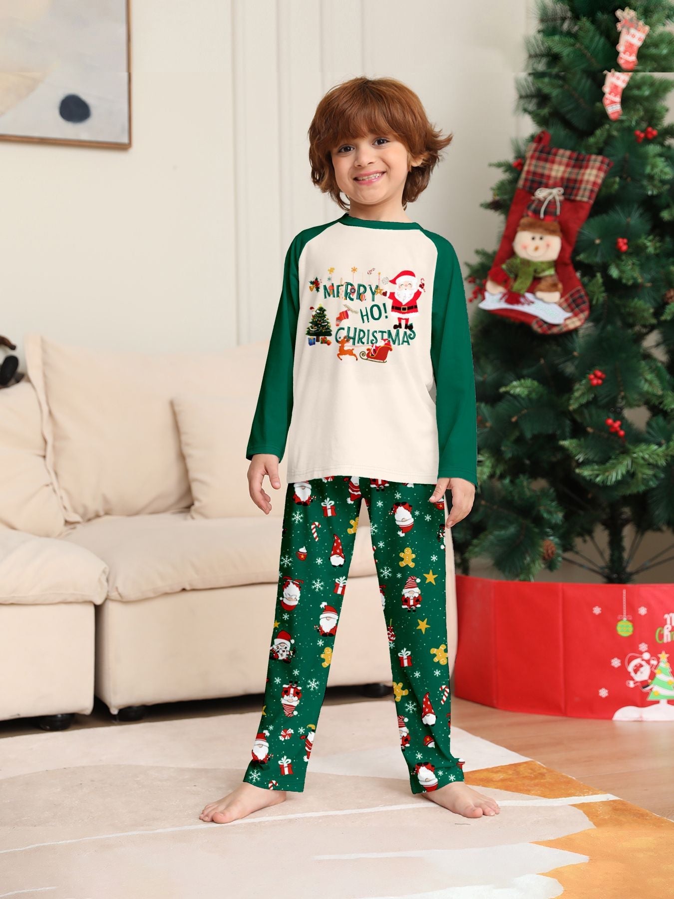 Christmas Parent-Child Cartoon Printed Cozy Holiday Vibe Set