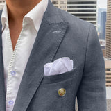 Men's Casual Linen Blazer Lightweight Suit Jacket Slim Fit Double Breasted Sport Coat