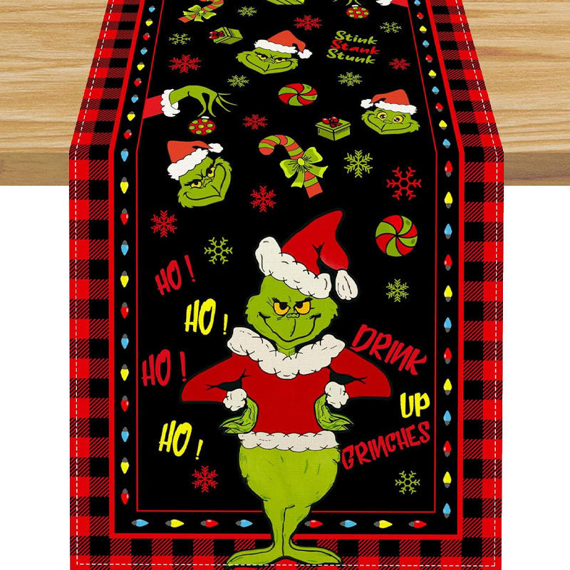 Christmas Grinch Table Runner Tablecloth