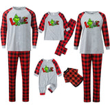 Christmas Plaid Family Pajama Set with Grinch Print