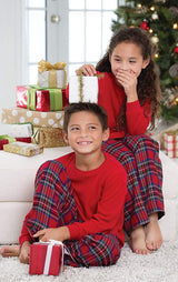 Christmas Red Plaid Family Long Sleeve Pajama Set