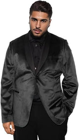 Velvet Blazer for Men Big Tall Fit Solid Jacket Sport Coat