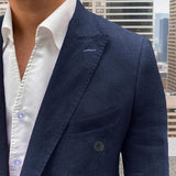 Men's Linen Blazer Lightweight Double Breasted Suit Jacket Casual Sport Coat for Beach Wedding