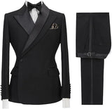 Men's 2 Pieces Suit Slim Fit Solid Peak Lapel One Button Jacket Formal Wedding Tuxedo Blazer & Pants