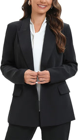 Women's Oversized Double-Breasted Suit Blazer Jacket Long Sleeve Casual Boyfriend Style Work Office Blazer with Pockets