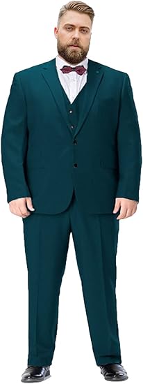 Men's Plus Size 3 Pieces Suit Big Tall Notch Lapel Two Buttons Wedding Tux Vest Pants