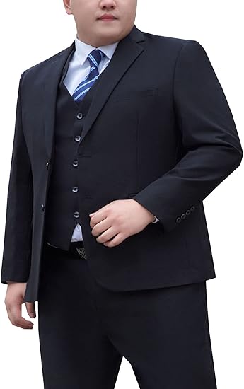 Men's Plus Size 3 Pieces Suit Big Tall Notch Lapel Two Buttons Wedding Tux Vest Pants