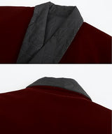 Men's Short Velvet Smoking Jacket Double Breasted Smoking Robe Wedding Party Blazer Coat