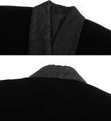 Men's Vintage Velvet Smoking Robe with Belt Short Lounge Bathrobe for Home Dinner Party