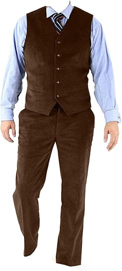 Men's Trendy Regular Fit 3 Piece Suit Corduroy Wedding Blazer Vest Pants