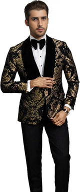 Men's 2 Piece Floral Suit Slim Fit Paisley Shawl Lapel Suit Blazer Groomsmen Wedding Prom Suit