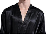 Men's Satin Robe Long Bathrobe,Long Sleeve Lightweight Loungewear for Men Summer Sleepwear