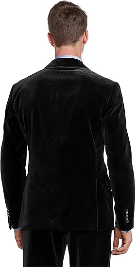 Men's 2 Piece Velvet Suit Peaked Lapel Double Breasted Tuxedo Slim Fit Jacket & Pants