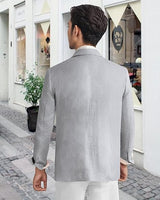 Men's Casual Linen Blazer Lightweight Suit Jacket Slim Fit Double Breasted Sport Coat