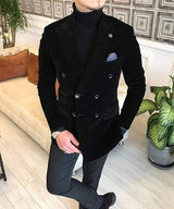 Men's Leisure Velvet Suit Jacket Peak Lapel Double Breasted Prom Party Blazer