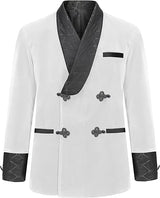 Men's Short Velvet Smoking Jacket Double Breasted Smoking Robe Wedding Party Blazer Coat