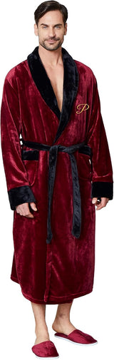 Mens Plush Robe, Soft Hooded Long Robes for Men, Luxury mens bathrobes