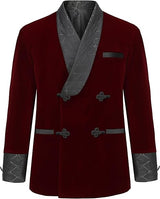 Men's Short Velvet Smoking Jacket Double Breasted Smoking Robe Wedding Party Blazer Coat