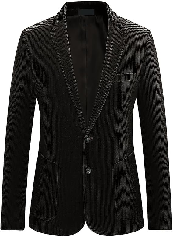 Men's Casual Corduroy Blazer Vintage Notch Lapel Regular Fit Suit Jacket