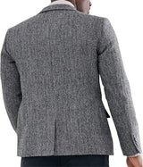 Men's Peak Lapel Blazer Herringbone Tweed Coat Formal Single Breasted Tuxedos Slim Fit Sports Coat