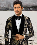 Men's 2 Piece Floral Suit Slim Fit Paisley Shawl Lapel Suit Blazer Groomsmen Wedding Prom Suit