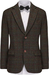 Men's Suit Green Plaid Blazer Coat Slim Fit Tux Suit Straight Trousers