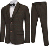 Men's Suit Green Plaid Blazer Coat Slim Fit Tux Suit Straight Trousers
