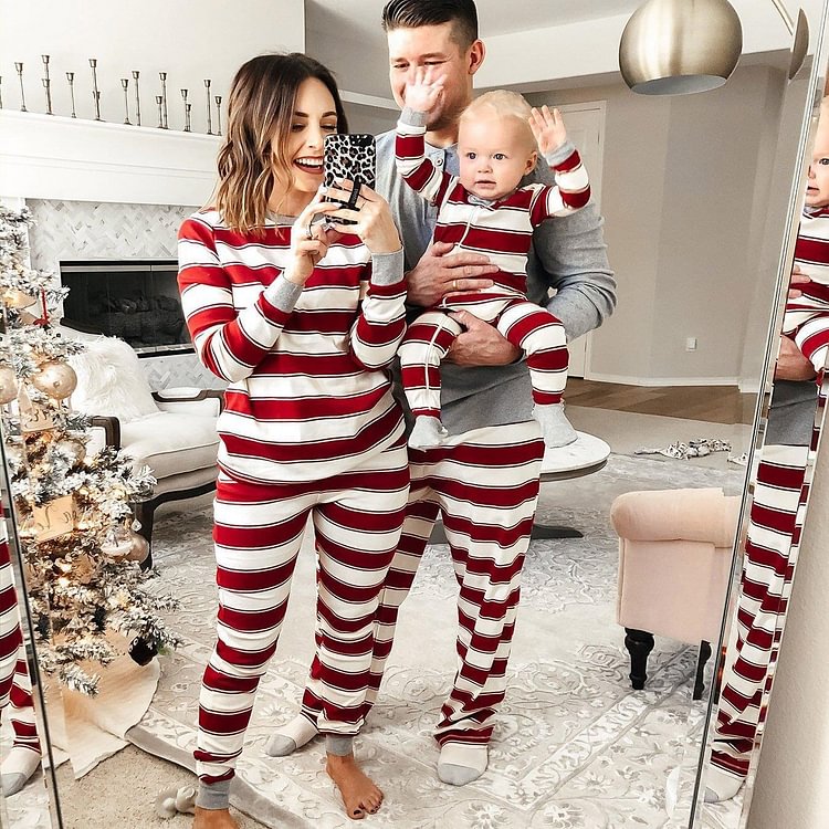 Christmas Parent-Child Red Stripe Family Matching Set