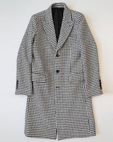 Men's Houndstooth Long Blazer Slim Fit Notched Collar Long Jacket Overcoat Single Breasted Pea Coat