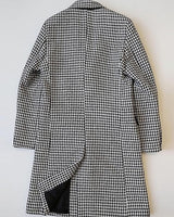 Men's Houndstooth Long Blazer Slim Fit Notched Collar Long Jacket Overcoat Single Breasted Pea Coat