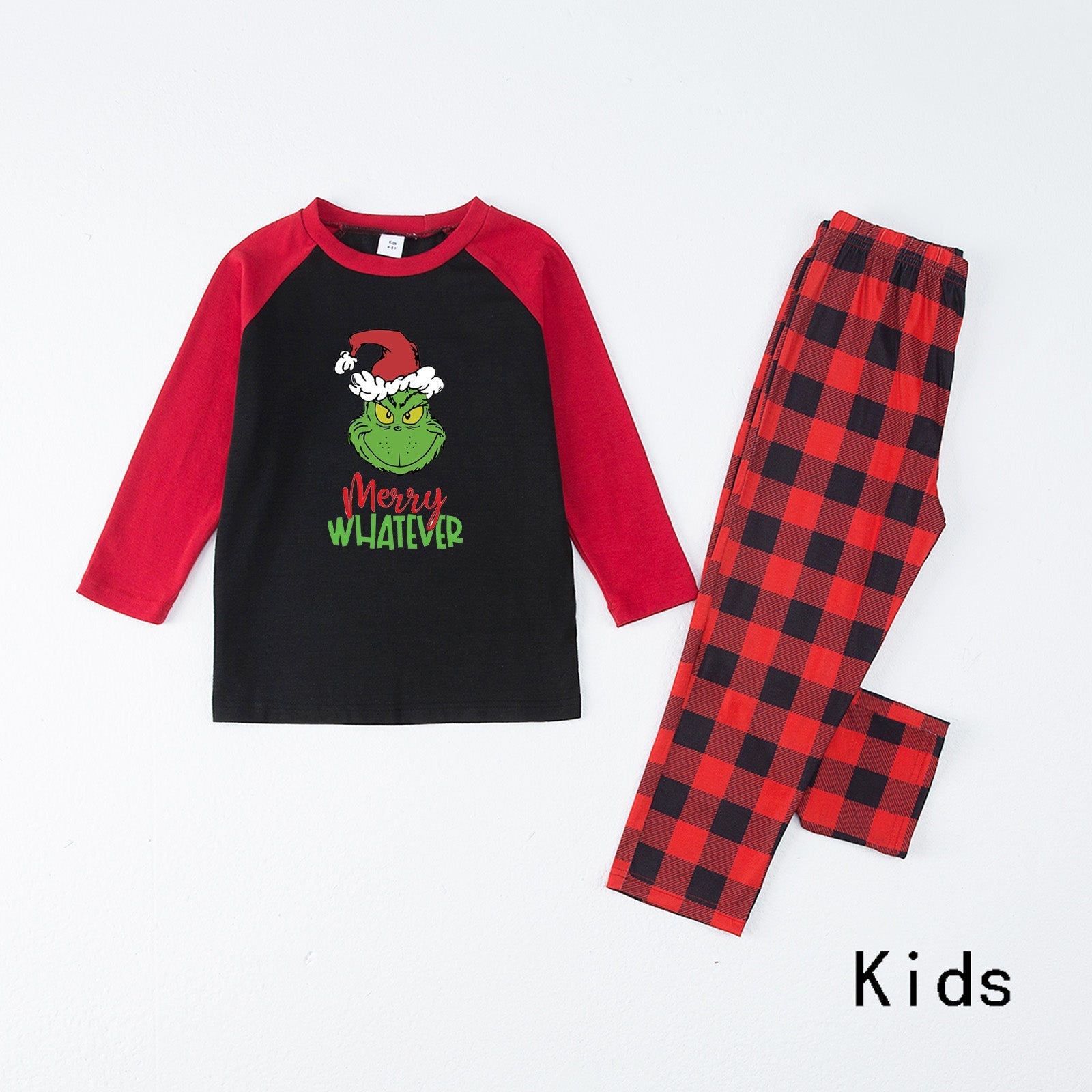 Christmas red family matching pajamas plaid letter print