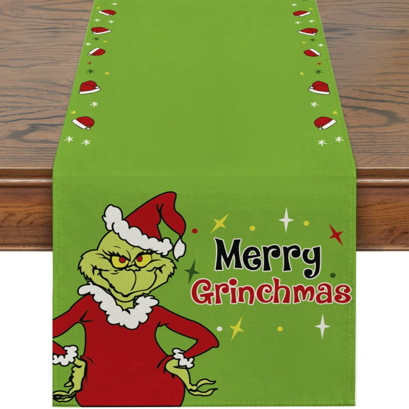 Christmas Grinch Table Runner Tablecloth