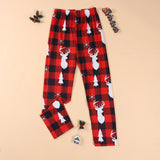 Christmas Red Plaid Pajama Set Snowman Letter Pattern