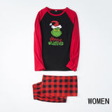 Christmas red family matching pajamas plaid letter print