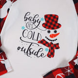 Christmas Red Plaid Pajama Set Snowman Letter Pattern