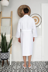 Waffle Kimono Spa Bathrobe for Men - Absorbent, Lightweight